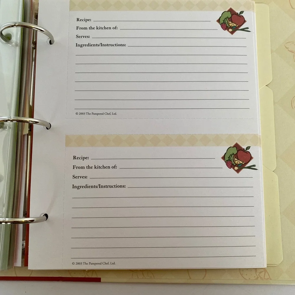 Pampered Chef Recipe Collection Binder Excellent 3-Ring Organizer‎ With Recipes